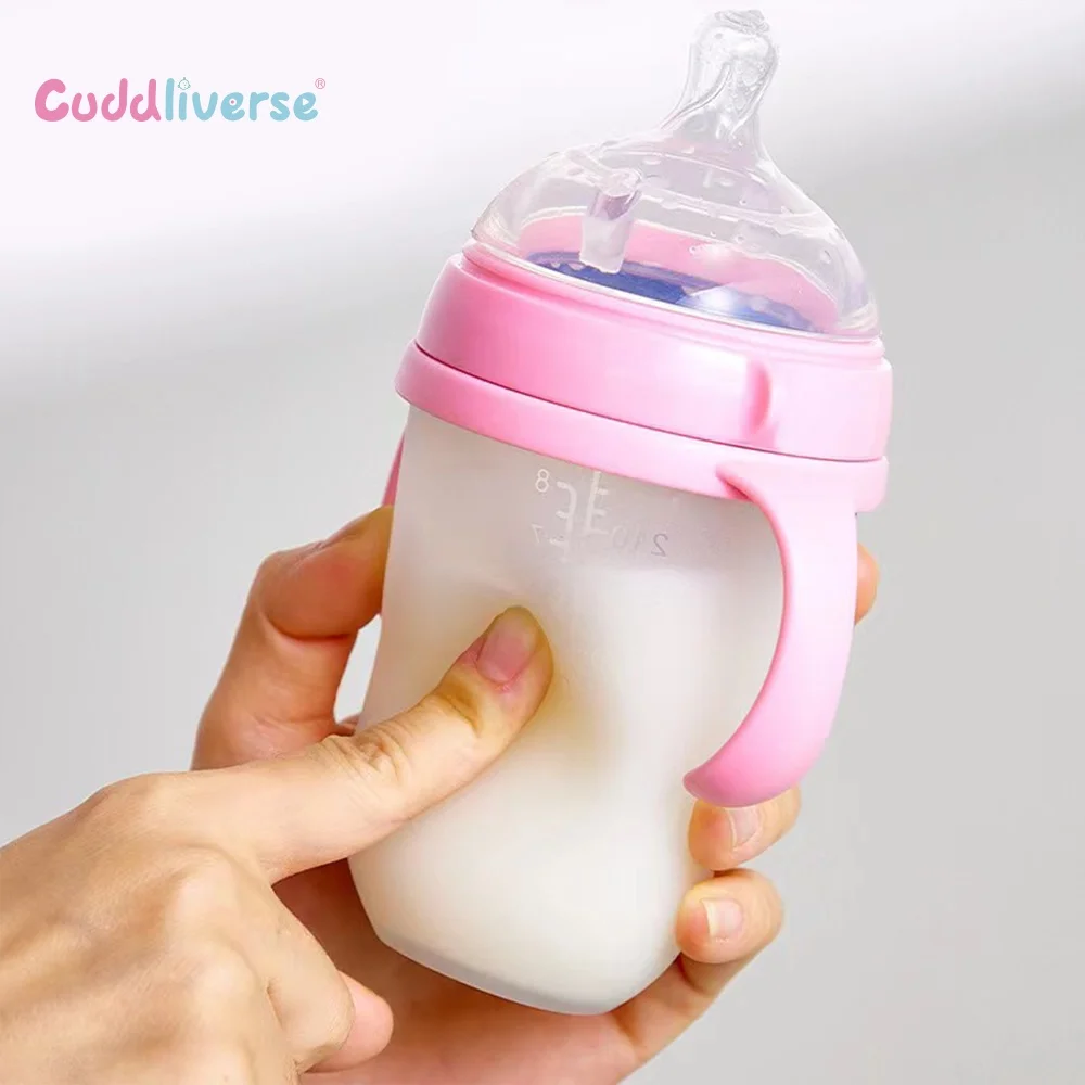 Breastmilk-like Anti-flatulence Silicone Baby Bottle with Handle 150ml/240ml