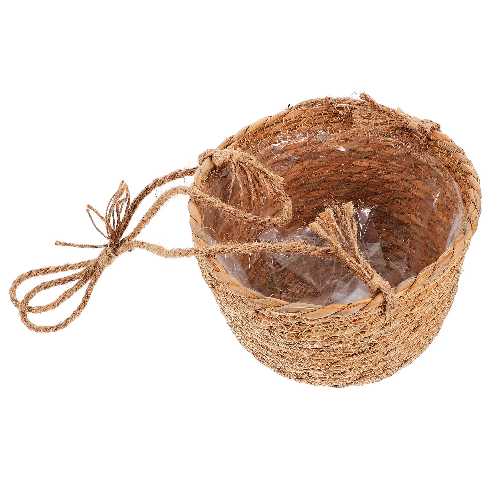 

Straw Hanging Basket Flower Pot Planter 20cm Mouth Woven Plant Basket Decor Balcony Multi Use Planter