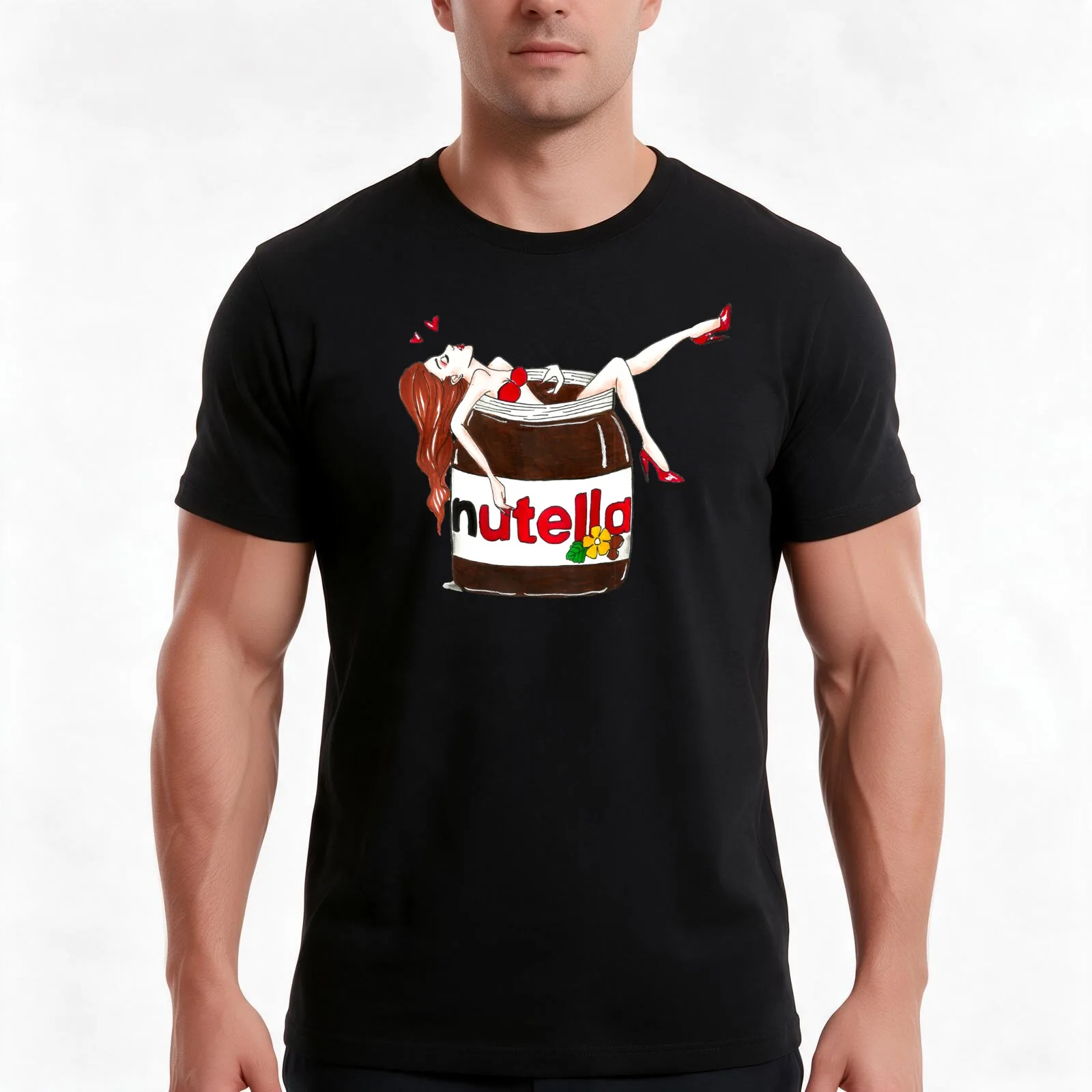 I love Nutella T-Shirt Summer Casual Cotton Tee Oversized Streetwear Tops Vintage Graphic Print Loose Fit Short Sleeve