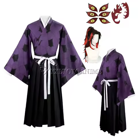 Kokushibo Cosplay Kimetsu Anime Costume No Yaiba Kokushibou Cosplay Costumes Wig Kimono Haori Halloween for Men And Women