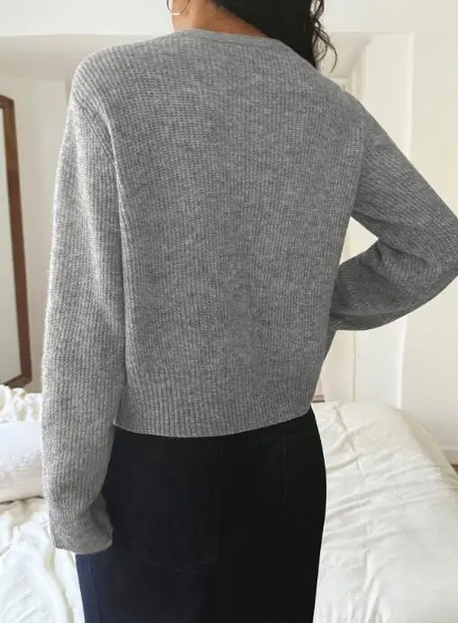 

2025 Y2K Hot Girl Button Solid Color Long Sleeve Sweater Autumn/winter Round Neck Solid Color Waist Slimming Button Knitted Coat