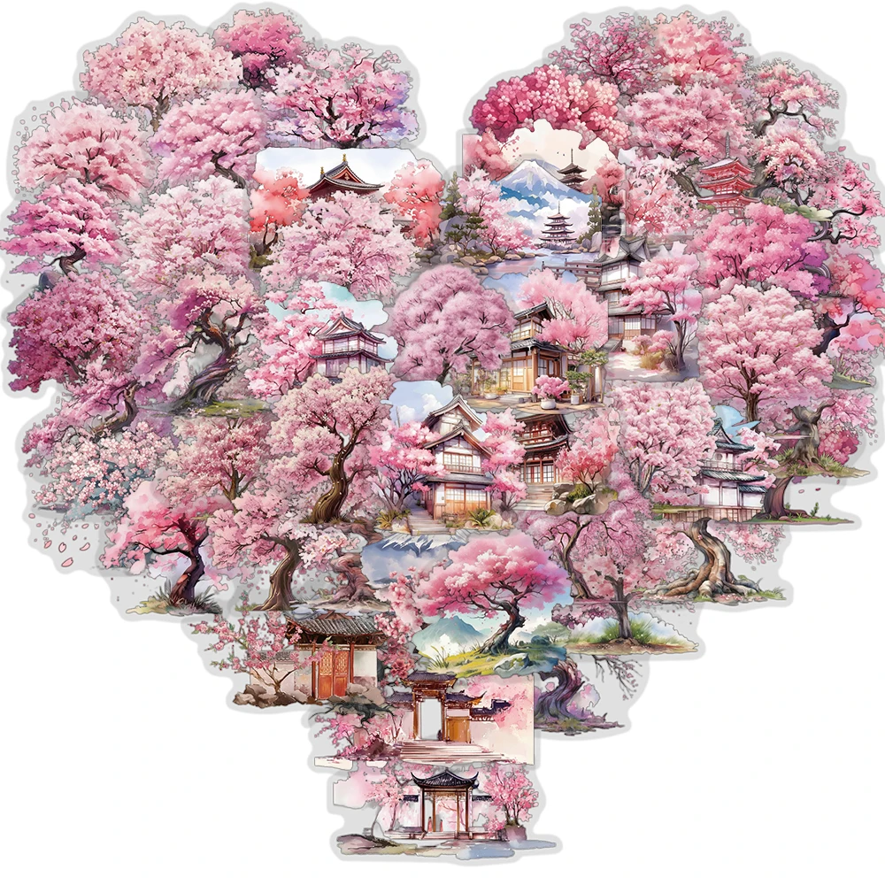 50PCS Watercolor Peach Tree Stickers Restaurant Stationery DIY Handmade Scrapbooking Cool Cafe Room Living Creative Sticker