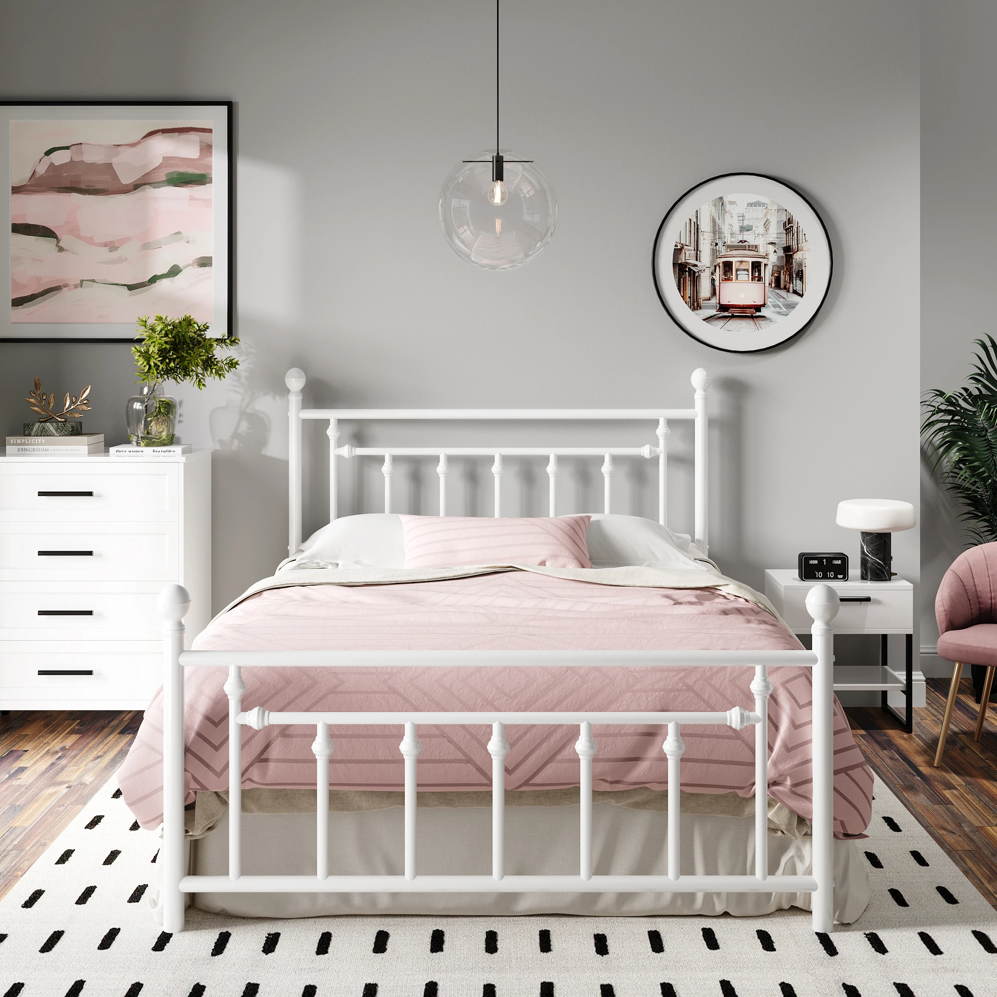 HOOMIC Metal Platform Bed Frame/Victorian Style Iron-Art Headboard and Footboard / 14 Inches Mattress Foundation Allewie