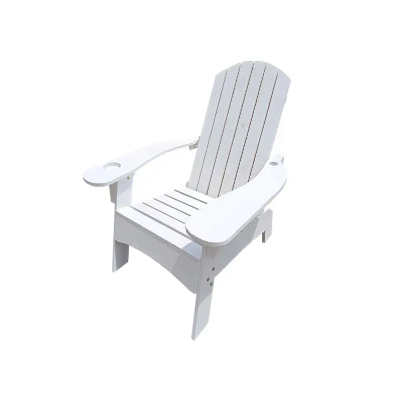 

Стул Adirondack из белого дерева с держателем для зонта на подлокотнике для использования в помещении и на открытом воздухе