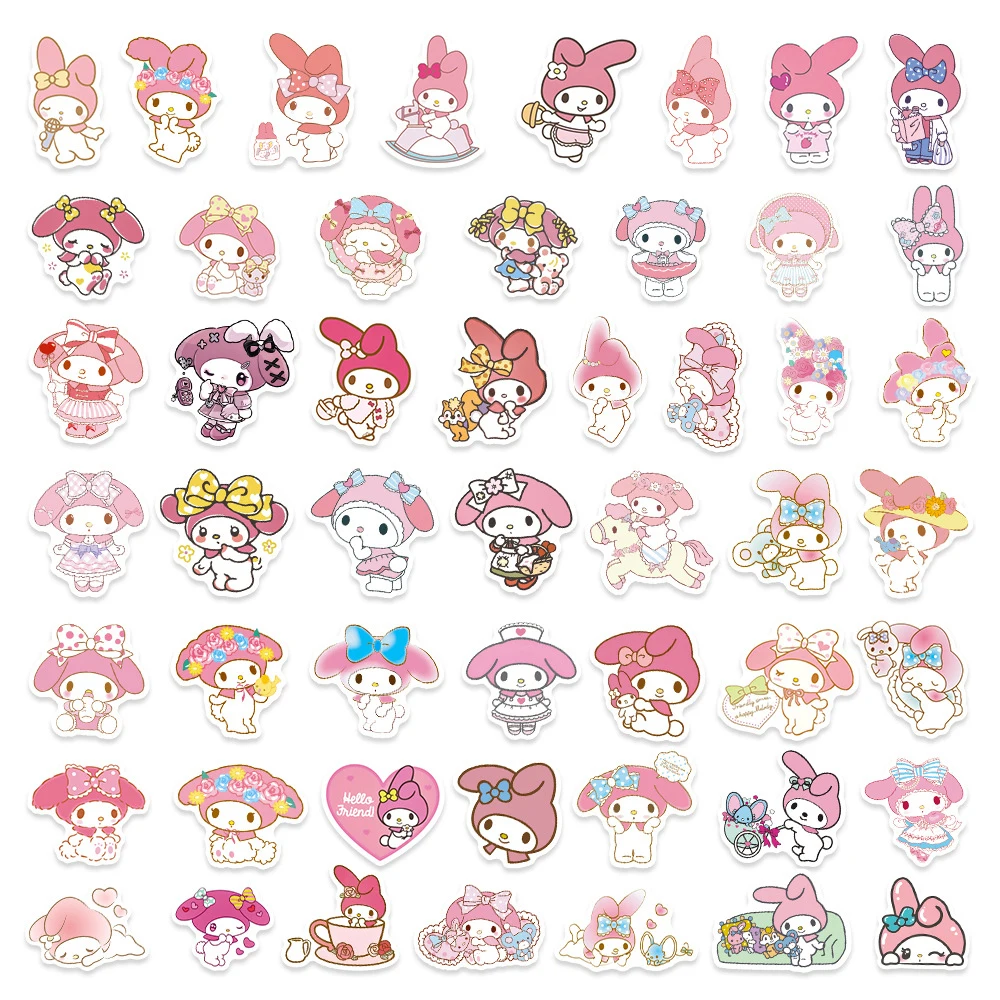 10/30/50pcs Kawaii Pink My Melody Anime Stickers Cute Sanrio Girls Decal Toy Phone Water Bottle Luggage Cartoon Graffiti Sticker