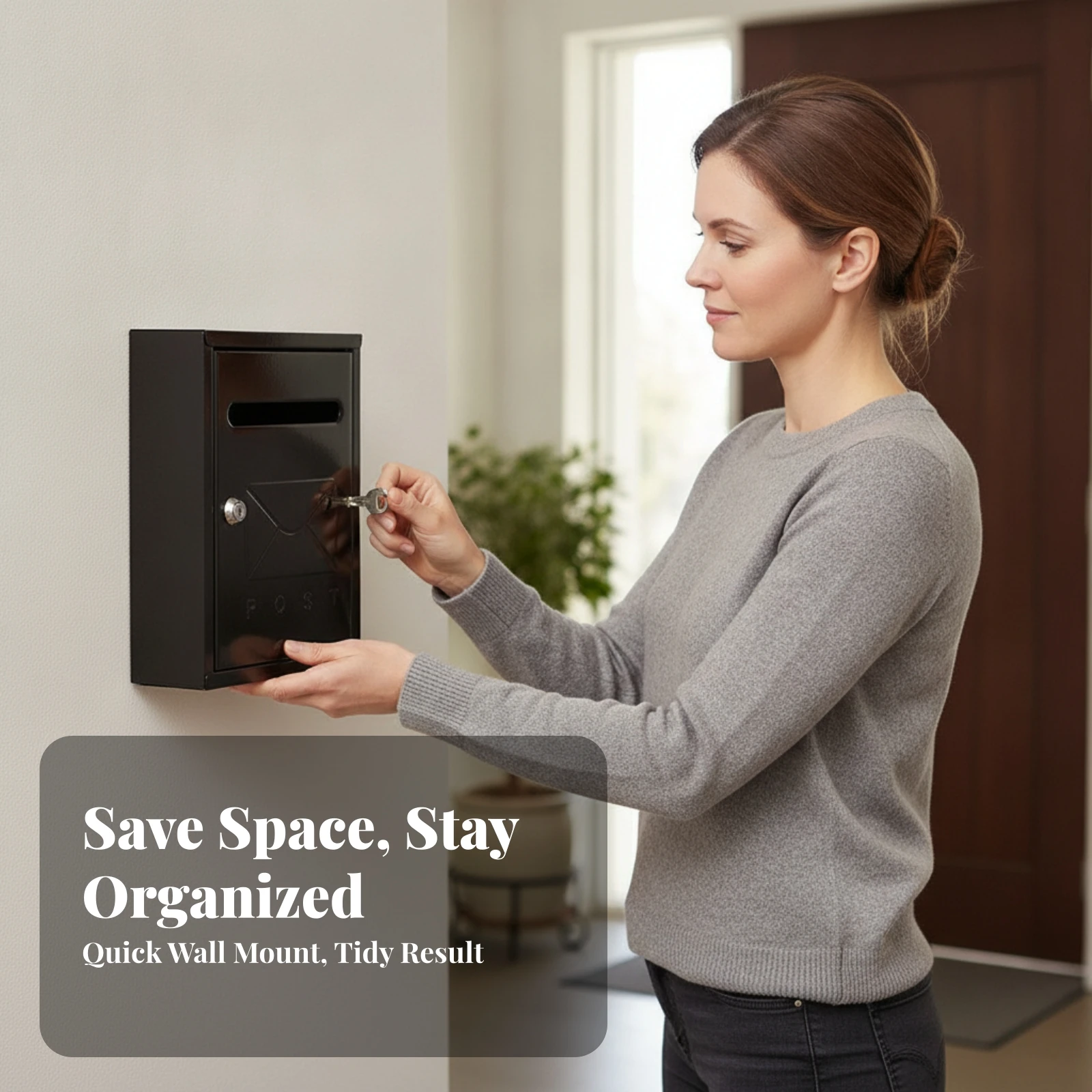 Household Fixture Metal Mailbox Rust Resistant Wall-Mounted Mailbox Rectangular Home Storage Compact for Outdoor