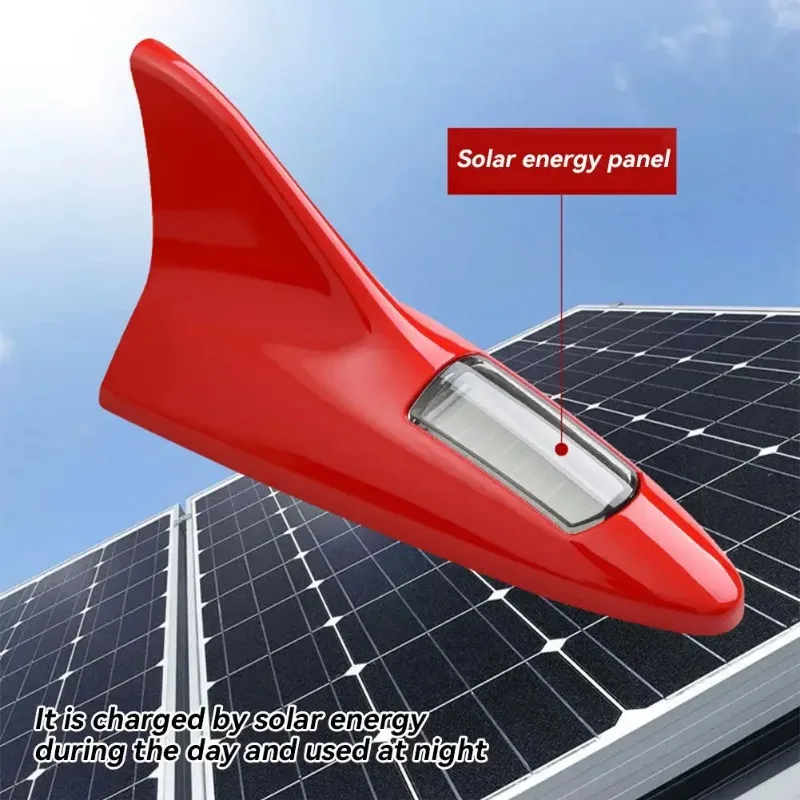 Universal Solar LED Light Car Shark Fin Antenna Roof Tail Modified Light Corrosion Resistance Aging Resistance 4 Lighting Modes