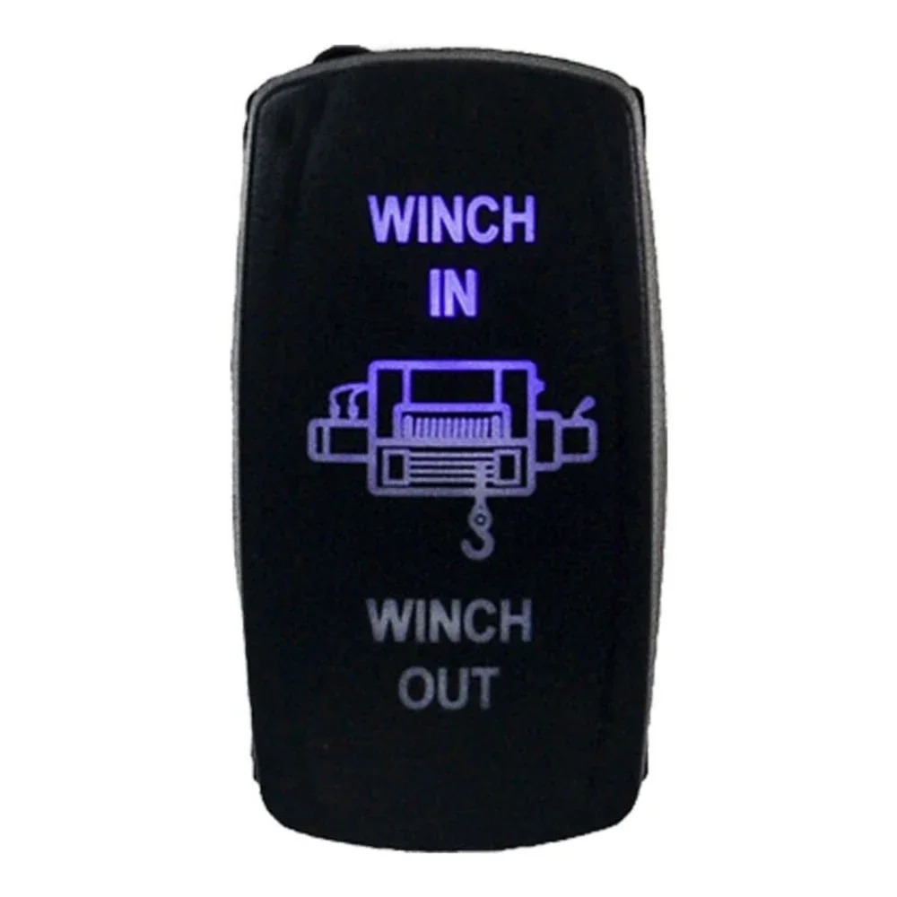 1pc 12V Winch In Out Switch Rocker LED Blue Laser Replacement For Off Road Vehicle Truck Yacht Car Switches Relays