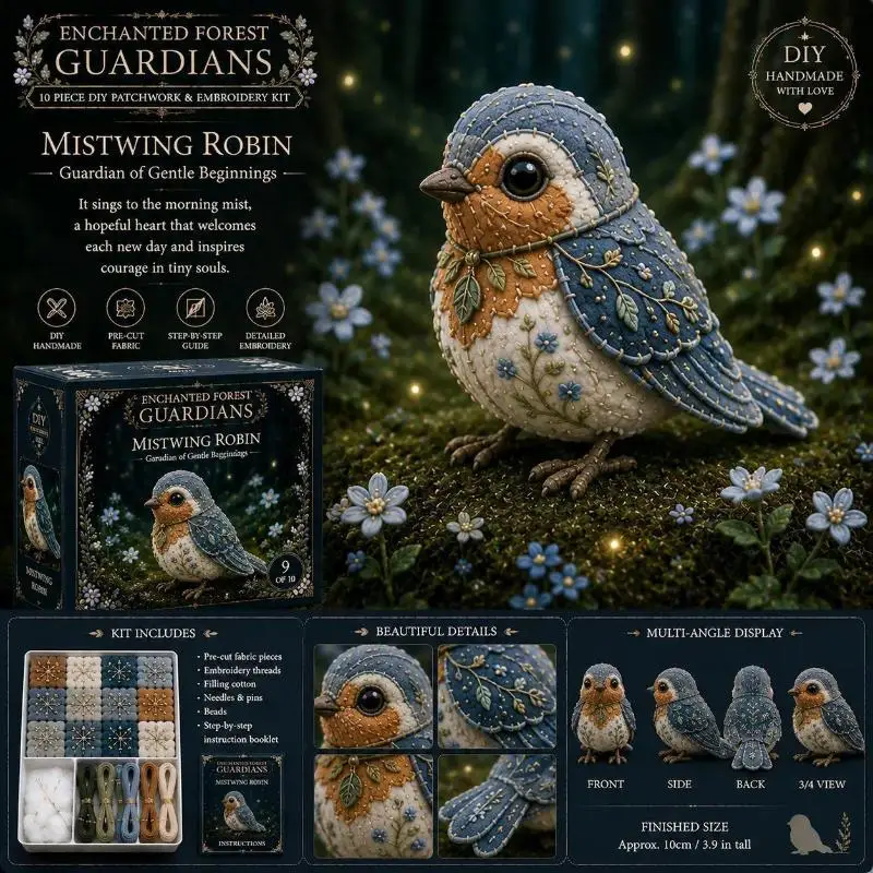 New DIY Enchanted Forest Moss Hedgehog Craft Kit With Pre Cut Fabric For Handmade Embroidery Home Decor Gifts