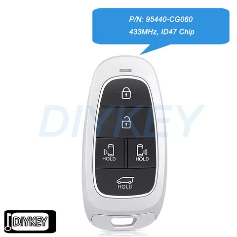 Clé de voiture à distance intelligente à 5 boutons, avec puce ID47 433MHz de remplacement pour Hyundai Staria 2022 P/N: 95440-CG060 FCC ID: TQ8-FOB-4F27