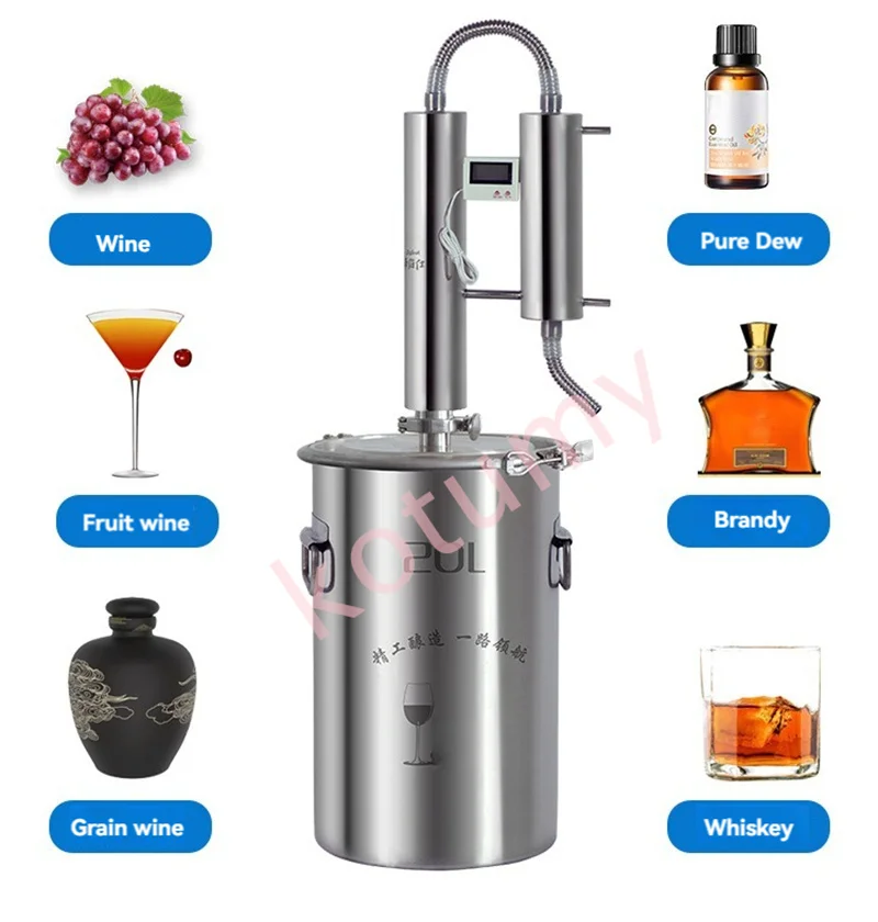 12L/20L Home Full Kit Distilling 304 Stainless Steel Alcohol Moonshine Vodka Whisky Brandy Distiller Water Juice Etc