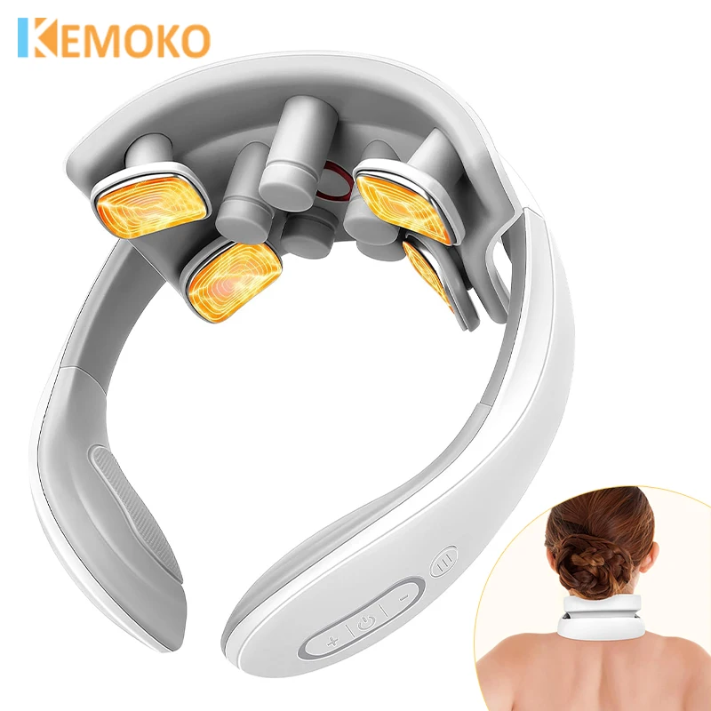 

Electric Back Neck Massage TENS Pulse Smart Sholder Cervical Massager Heating Relief Pain Muscle Punch Beating Health Wireless