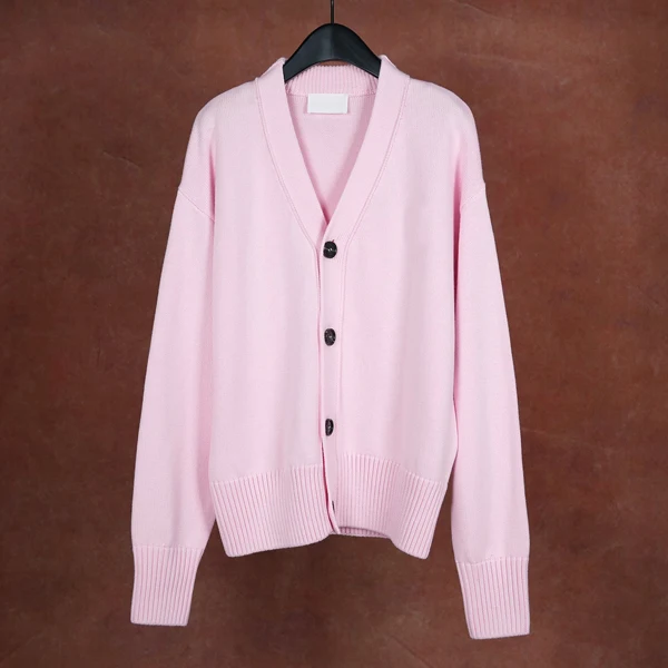

Розовый открытый кардиган с v-образным вырезом, вязаный свитер, длинный све, хлопковая шерсть, буквенное сердце, осеннее новое поступление для девочек