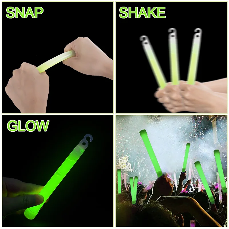 5/10 Stück Leuchtstäbe mit Haken, 15,2 cm, Fluoreszenz-Lichtstab für Wandern, Camping, Outdoor-Zubehör, im Dunkeln leuchtende Party-Dekoration – Detail 15