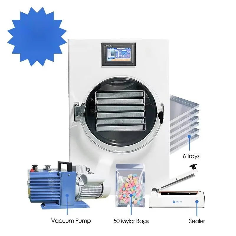 

8kg 10kg Vacuum Dryer With 6 Trays Home Use Fruit Freeze Drying For Food Vacuum Freeze Dryer Machine