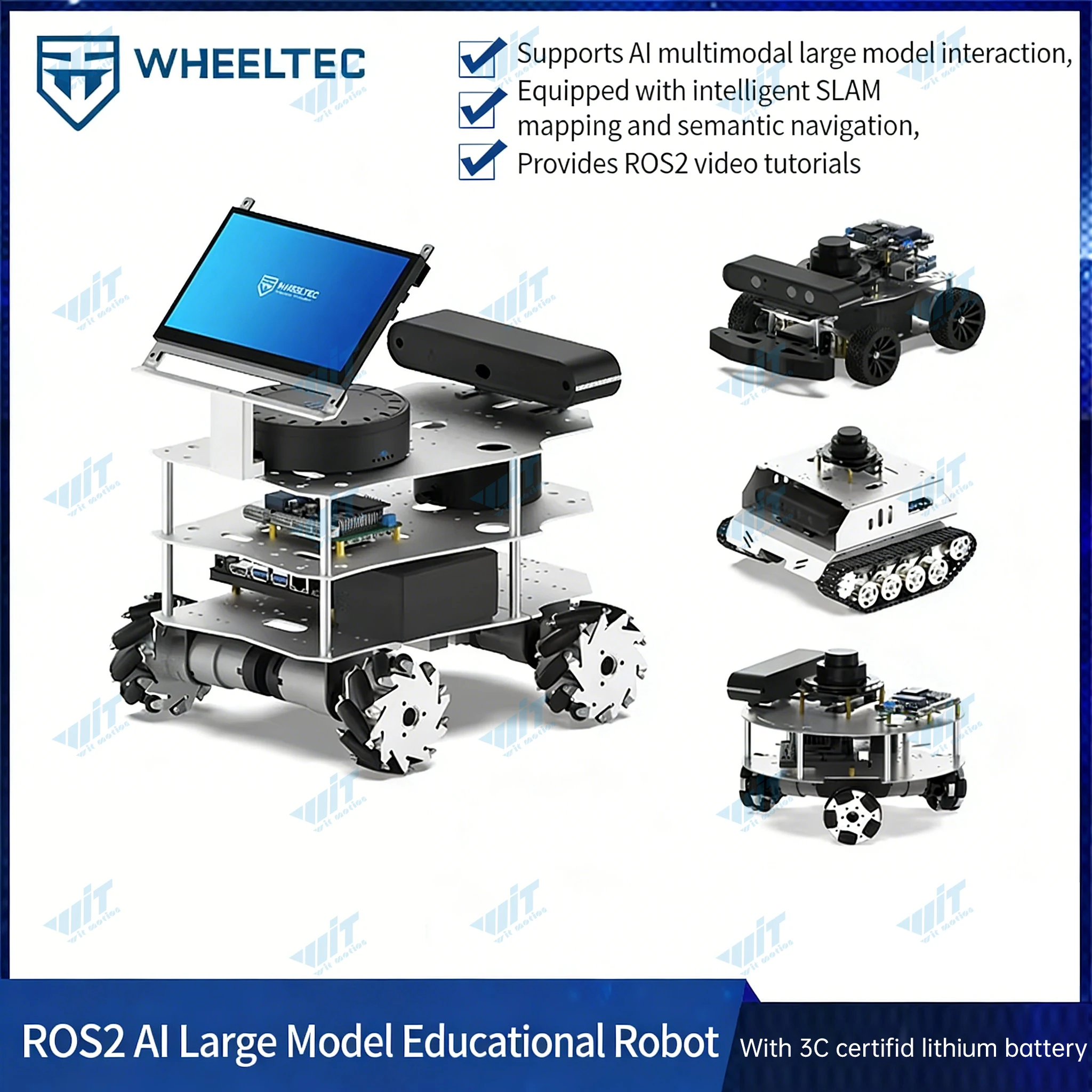 R550 ROS2 Robot Car Ackermann Differential Drive Mecanum Wheel Raspberry Pi 5 SLAM Navigation AI Interactive Educational Robot