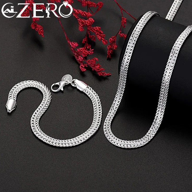 

Hot 925 Sterling silver new original 6MM chain bracelets neckalce for women man fashion Party wedding Noble jewelry sets gifts