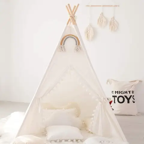 1.6m/1.3m 어린이 텐트 실내 놀이 집 Wigwam 어린이 휴대용 어린이 Tipi 텐트 천막 유아 공 구덩이 소녀 성 놀이 방