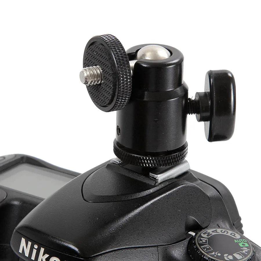 360 Degree Camera Tripod Mini Ballhead Ball Head Hot Shoe Adapter to 1/4 Screw Mount for Canon Nikon Sony DSLR Accessories