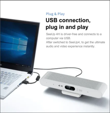 4K AI-POWERED Webcam 4K Full HD Webcam Ai Noise Cancelling Auto Farming Webkamera für PC und Laptop