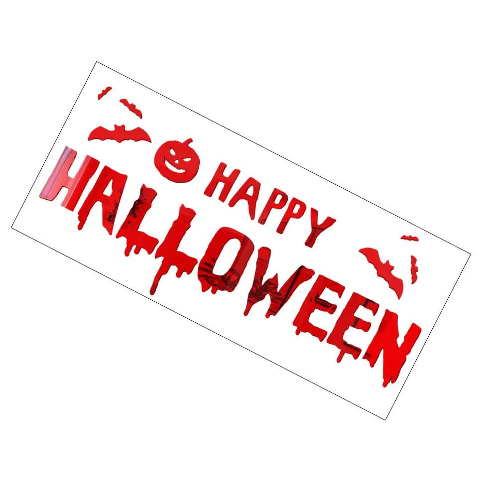 

1Set Halloween Acrylic Mirror Letter Sticker Bat Pumpkin Wall Decal Easy Peel Party Decor Festival Window Decoration