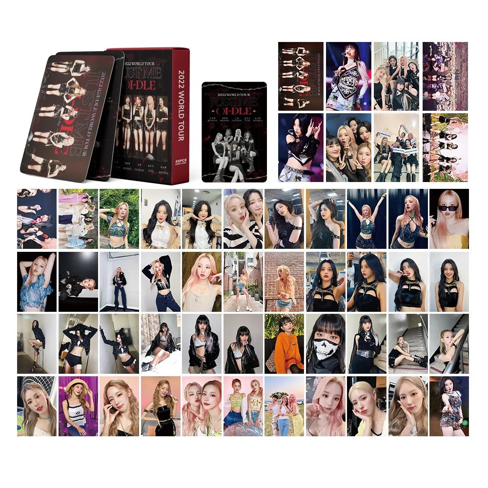 55pcs/set Kpop GIDLE WORLD TOUR Album Lomo Cards (G)I-DLE Girls I Burn Photo Card Minnie Postcard Fans Gift