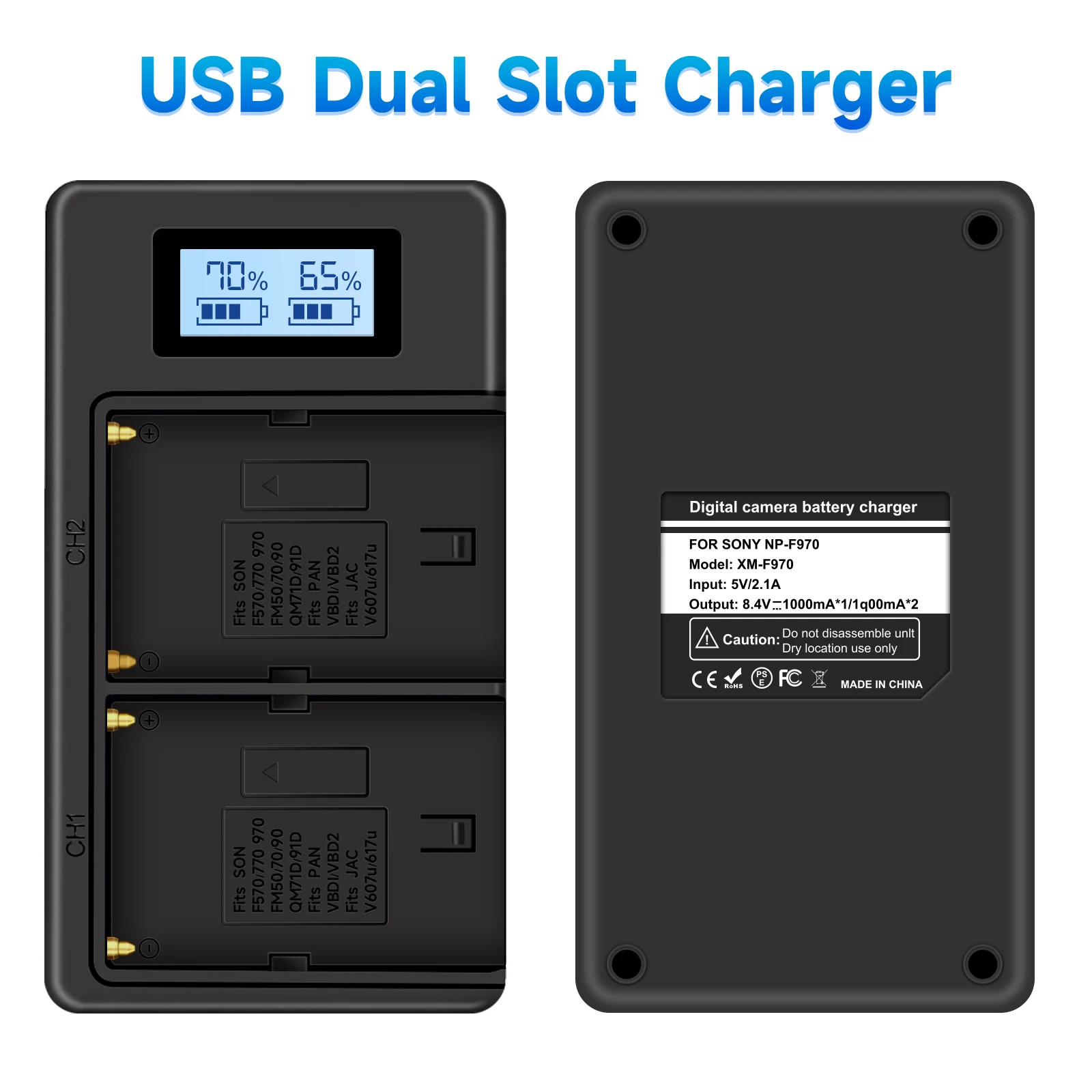 PALO-Batería de NP-F750 Akku + LCD, Cargador USB para Sony NP F970 F960 F550 F570 QM91D CCD-RV100 TRU47E, 7,2 V, 6000mAh NP F750 NP F770