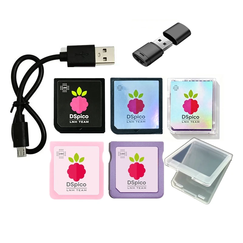 DSPico Flashcart Whith Cable DS Pico New Cart for ALL DS/DSi/3DS/2DS Includes a Card Reader and a Cable and Plastic Case