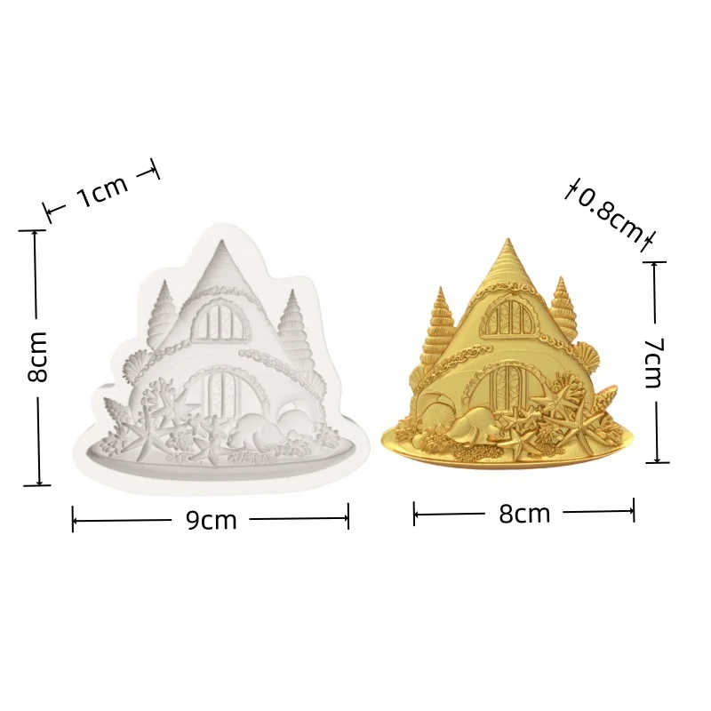 [Undersea Shell House Silicone Baking Mold] Ocean-Themed Starfish and Conch Shaped Chocolate Candy Fondant Decoration Mold