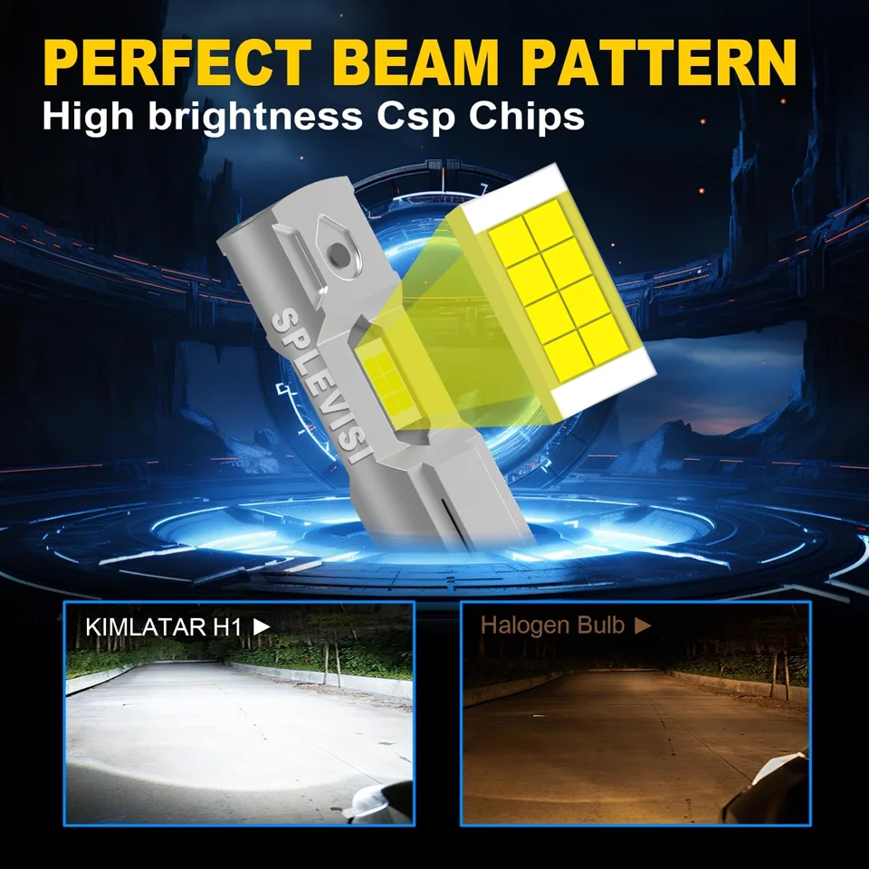 H1 LED Headlight High Beam 6500K cool white boosts visibility 810 FT For RENAULT GRAND SCENIC 2 2004 2005 2006 2007 2008-2022 - view 3