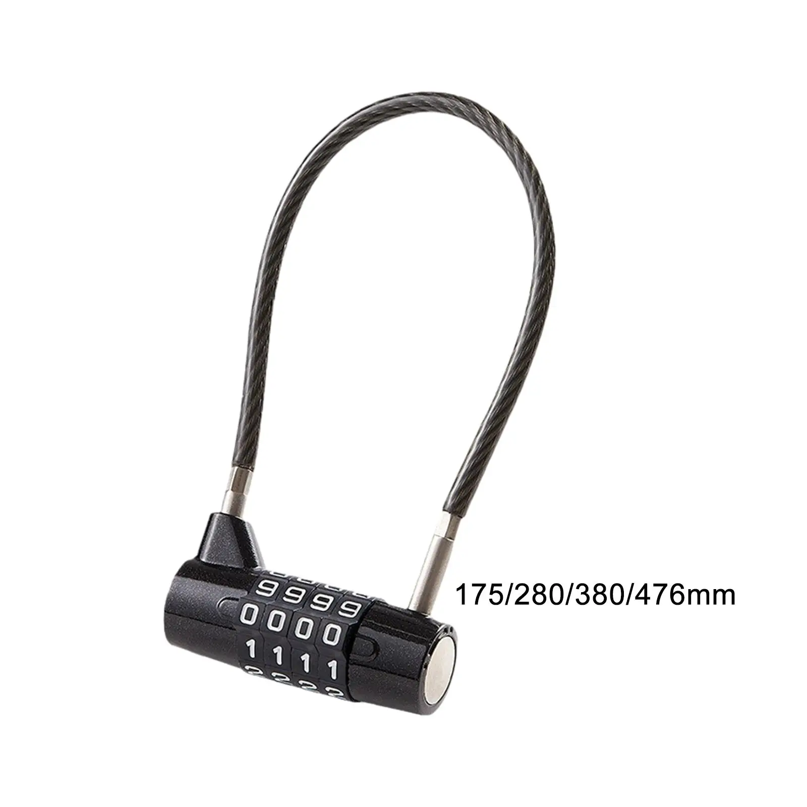 Steel Cable Lock Security Combination Lock 4 Digit Combination Padlock for Gate Outdoor Fence Filing Cabinets Gym Sports Locker