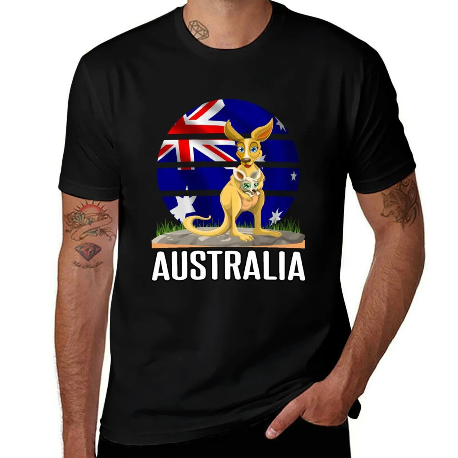 

Australian Kangaroo, Australian flag T-Shirt man t shirt cotton high quality t shirt men 100% cotton luxury brand T-Shirt