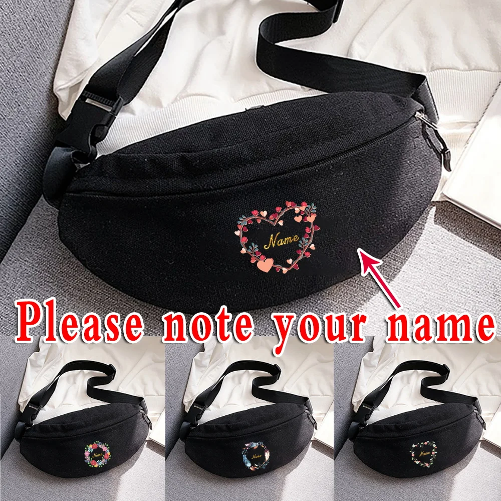 Outdoor Waist Bag Customize Any Name Waist Bum Bags Jogging Belt Pouch Zip Fanny Pack Mobile Phone Box Sports Canvas Chest Bag