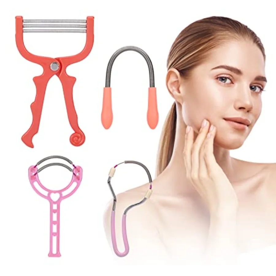 

Spring Hair Remover - 4 Pack Stainless Steel Spring Epilator - Facial Hair Remover for Women Face, Chin Hair, Upper Lip Hair, S