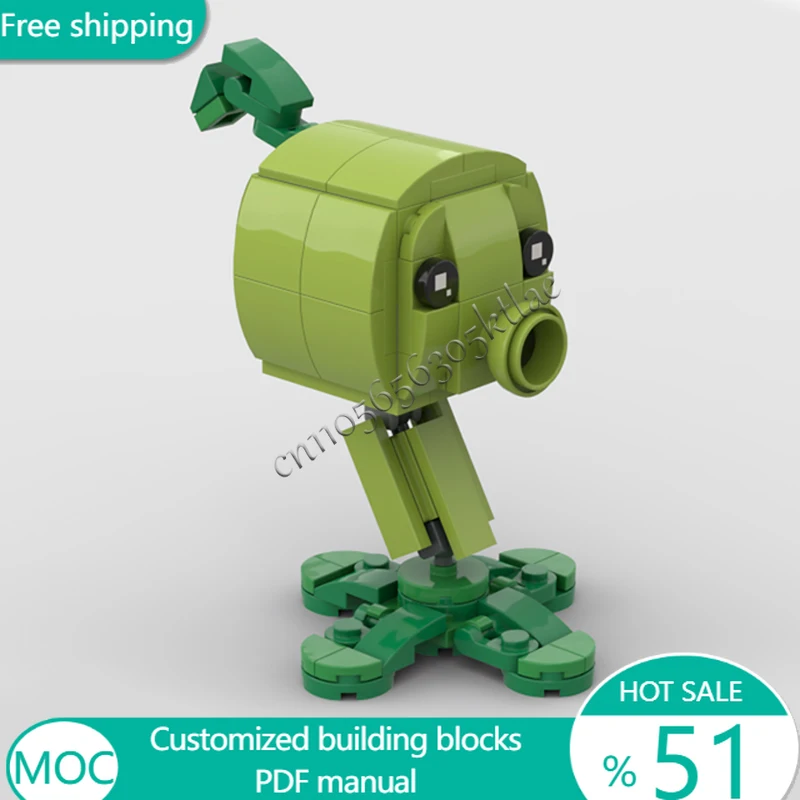 101 PCS Trees Peashooter MOC Customize Modular Building Block Technology Simple Kids Popular Educational DIY Toy Christmas Gift