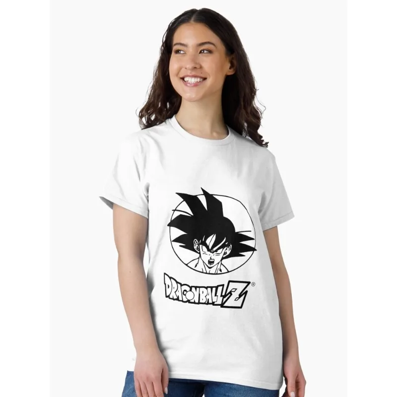 

Классическая монохромная футболка с рисунком Dragon Ball Z Goku для мужчин и женщин, хлопковая футболка с короткими рукавами и принтом культового персонажа аниме, повседневная одежда