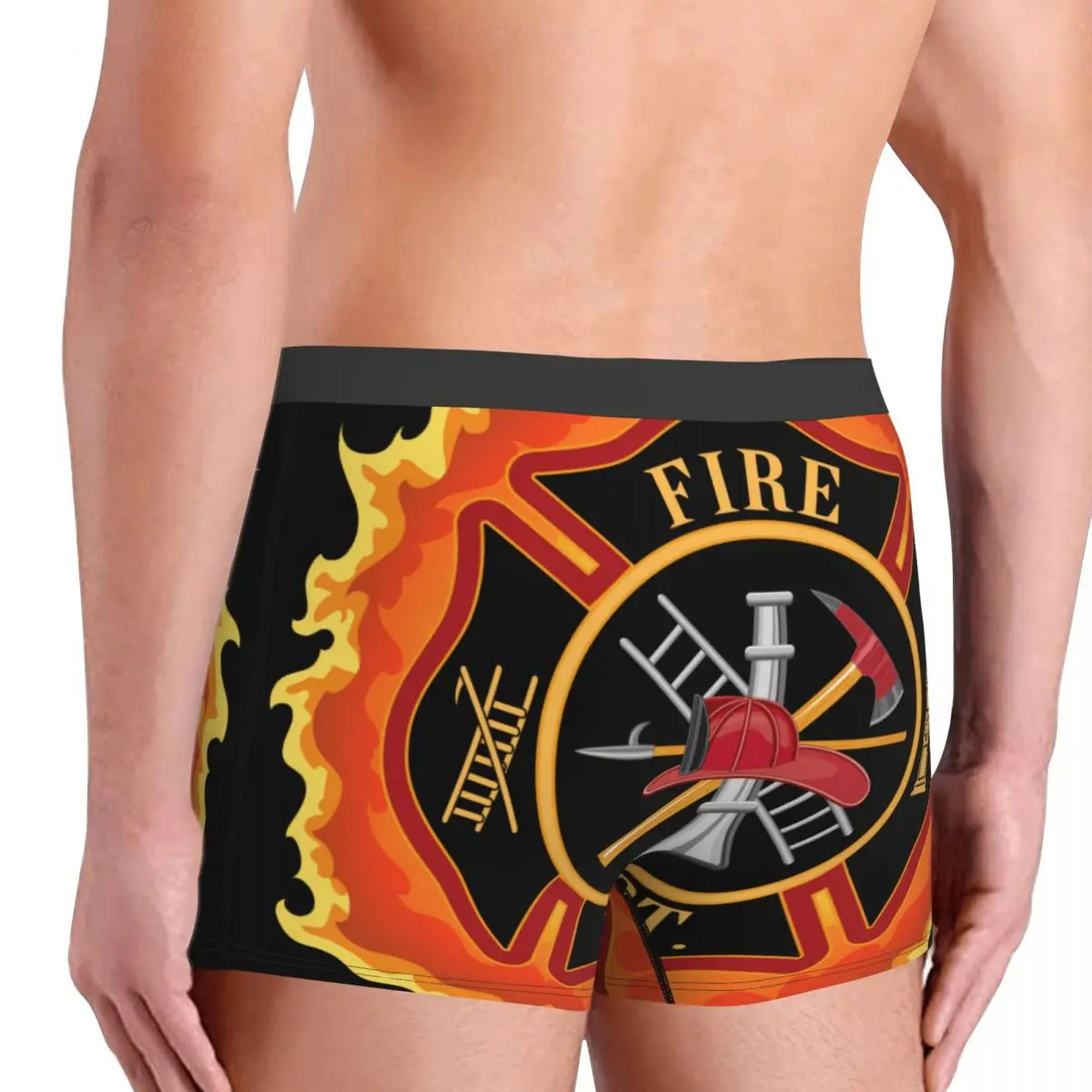 Firefighter Cross With Flames Boxer Shorts For Homme 3D Print Fire Rescue Fireman Underwear Panties Briefs Soft Underpants