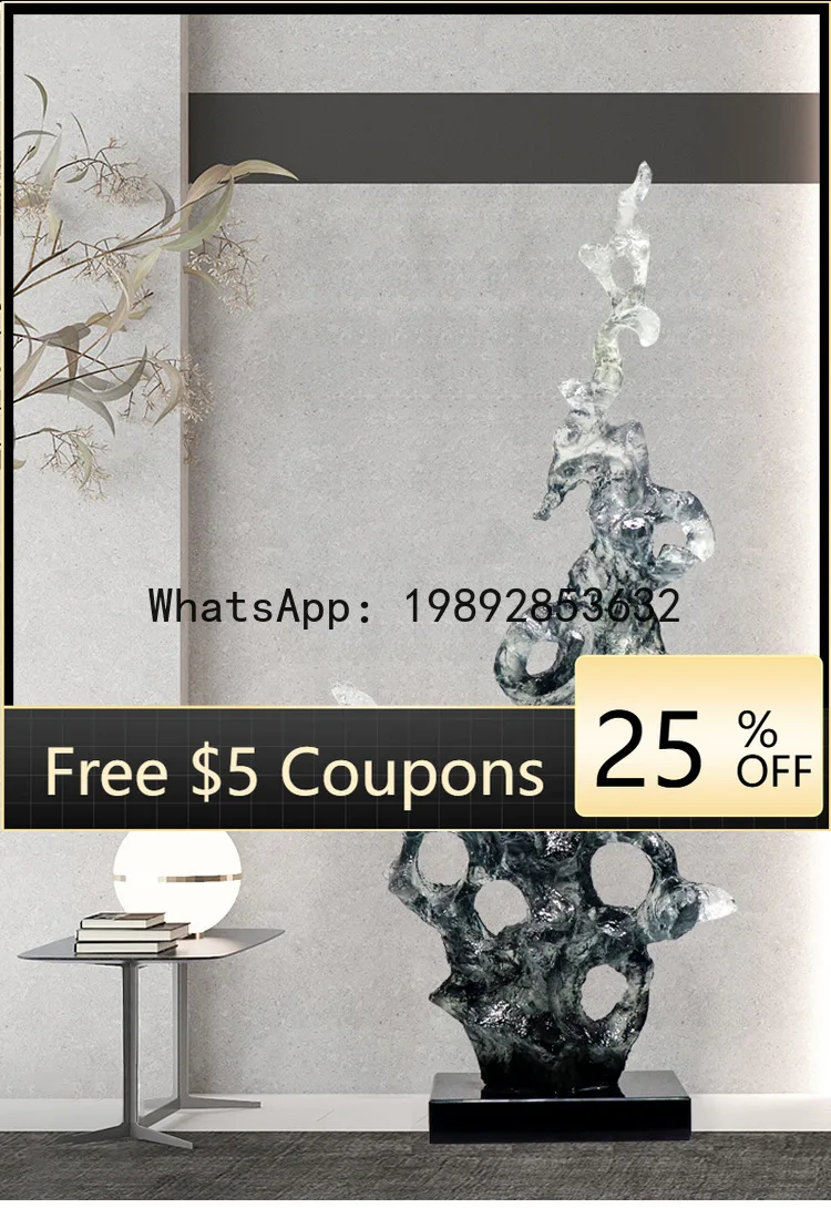 

Z4 Modern Model Room Creative Transparent Resin Sculpture Wave Ornament Hotel Entrance Living Room Sales Office Craft