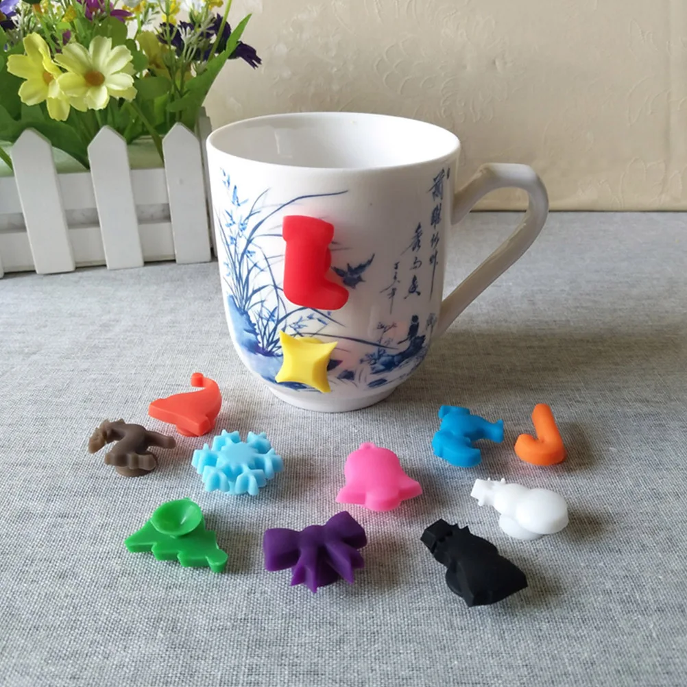 

36 Pcs Wine Glass Marker Christmas Labels for Gifts Party Charms Silica Gel Identification Identifier Silicone