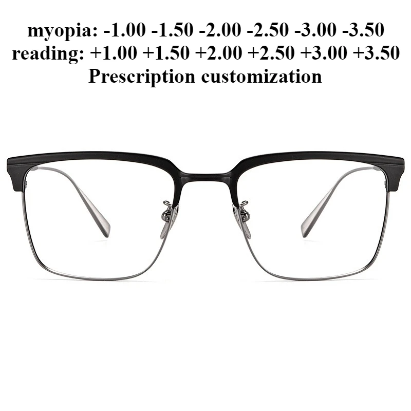 

54mm Ultra-light Pure Titanium Myopia Glasses Frame Men retro Men's Business Large Frame Anti-blue Light Reading Glasses