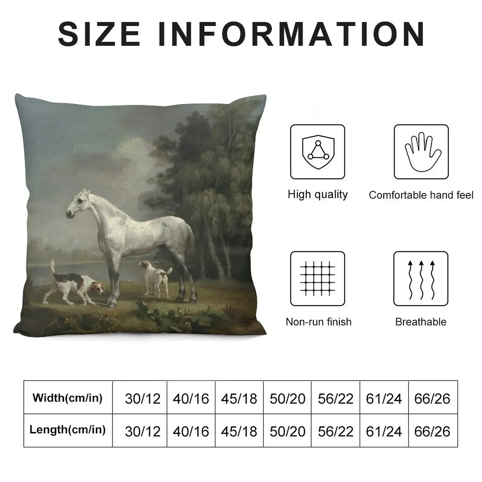 George Stubbs - A Dapple Grey Hunter With Two Foxhounds Beside A Lake Throw Pillow Cushion Cover Luxury Cushion Cover pillow