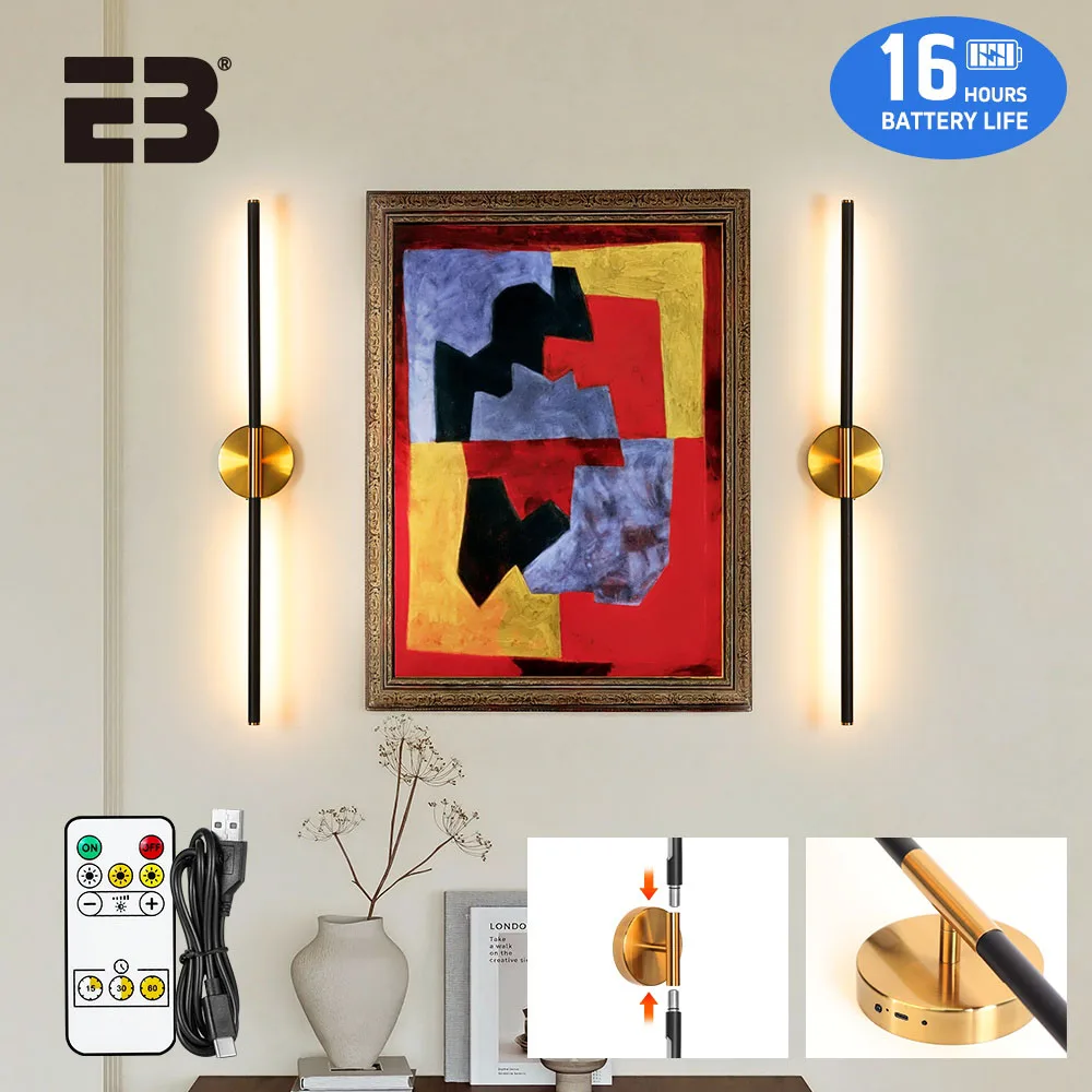 

Wireless Rechargeable USB-C LED Wall Lamp 2-Tube Detachable 360°Adjustable No-Drill - 2025 Hot Apartment Bedroom Lighting