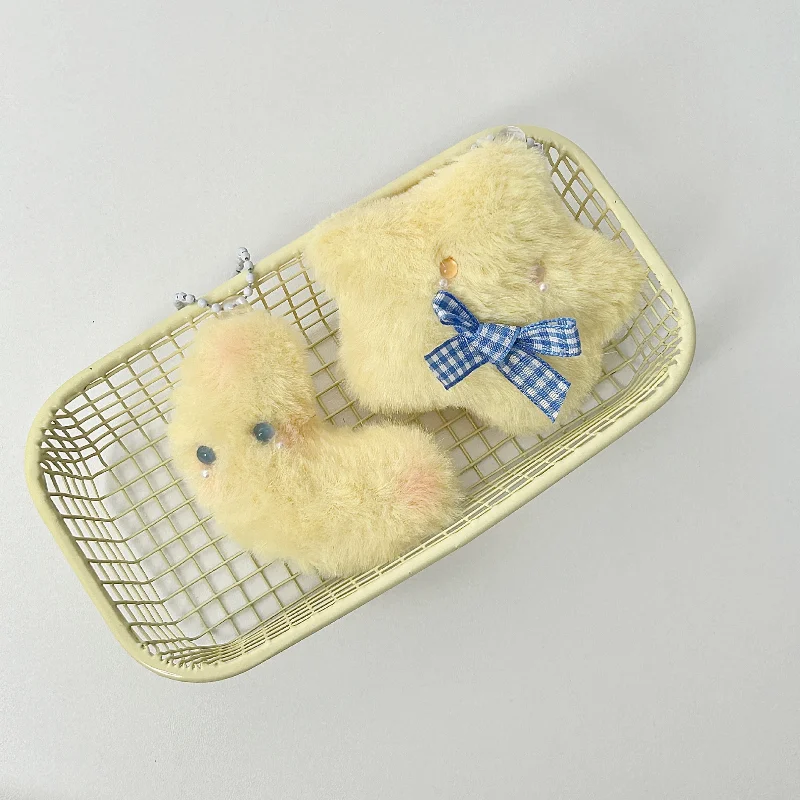 Cute Stars Plush Toy Keychain Girls Fluffy Soft Cute Backpack Bag Pendant Practical Mini Yellow Keychain Charms Keychains Gifts