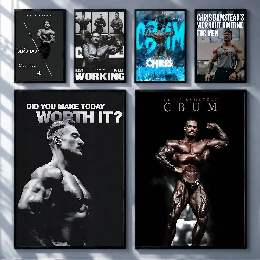 Elite Athlete Chris Bumstead Posters Premium Self-Adhesive No Residue Wall Sticker for Home Office Bar Decor