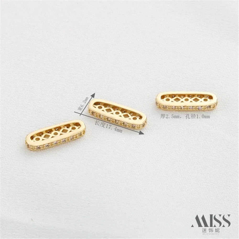 Accessorio per slot per schede con perla fai da te a tre file con fibbia ellittica porosa placcata in oro 14K