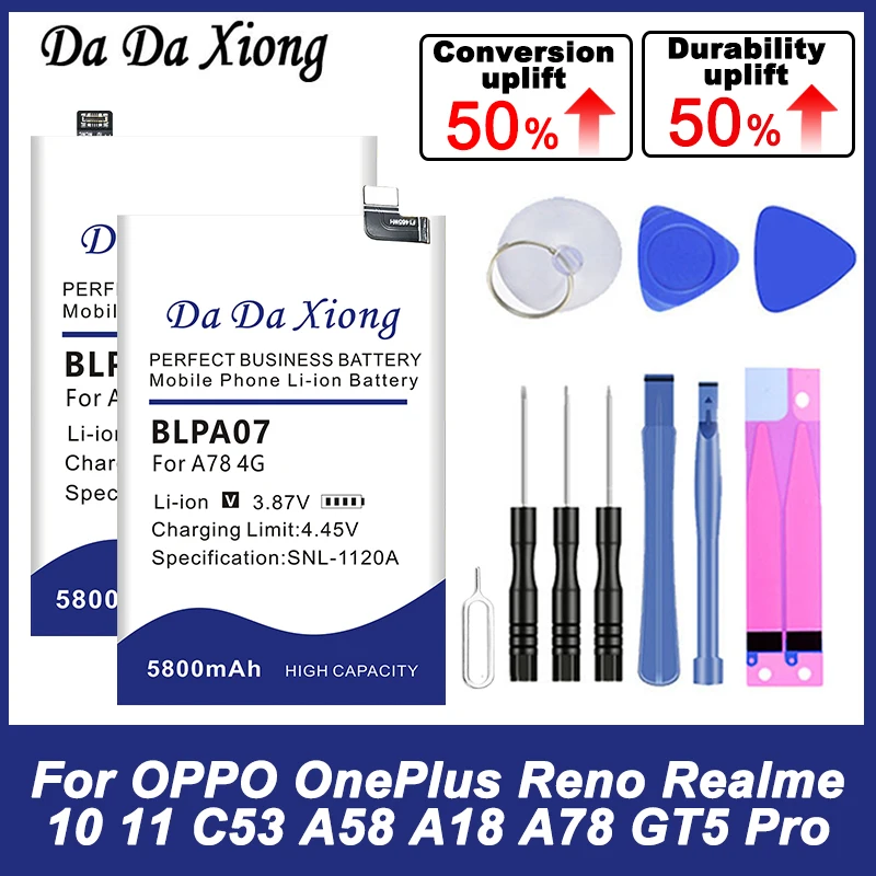 

BLPA17 BLPA19 BLPA21 BLPA05 BLPA07 BLPA09 BLPA15 BLPA23 New Battery For OPPO OnePlus Reno Realme A18 A78 GT5 10 11 C53 A58 Pro