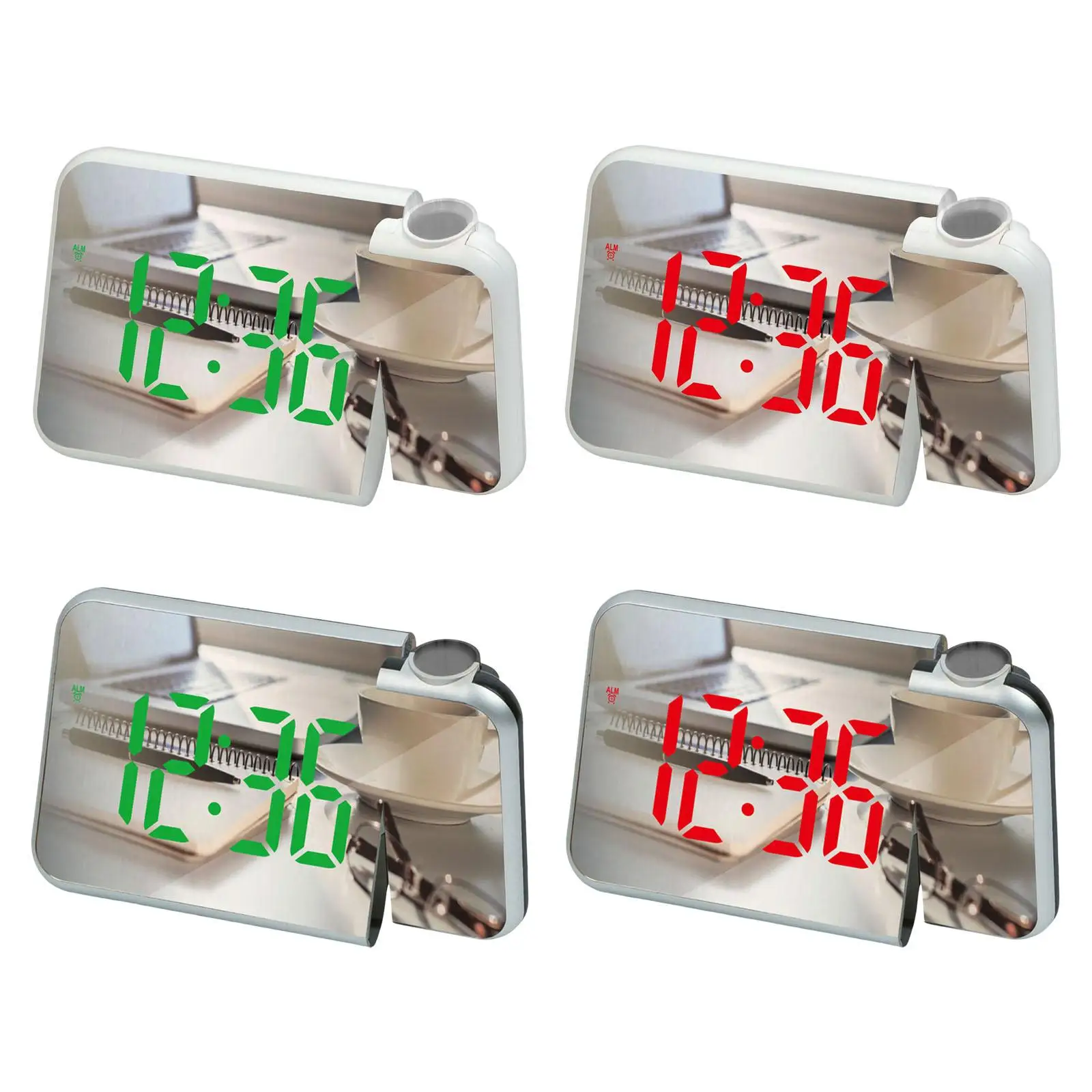 Large Temperature Desktop Battery Snooze Ceiling Time Mirror for Teens Ceiling NightStand Bedside