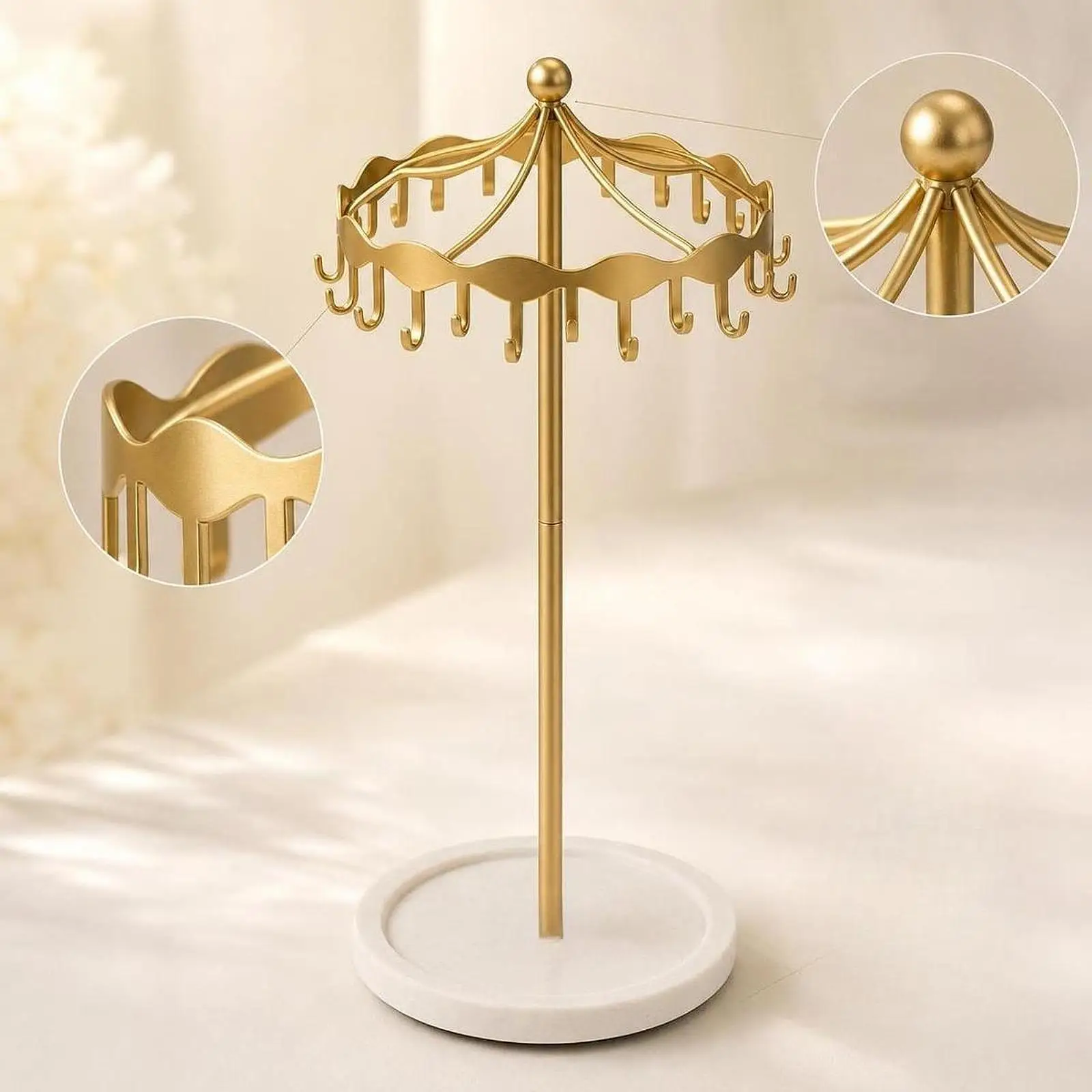 Necklace Holder Jewelry Display Rack Home Decor Freestanding Jewelry Organizer for Long Necklaces Keychain Earrings Rings