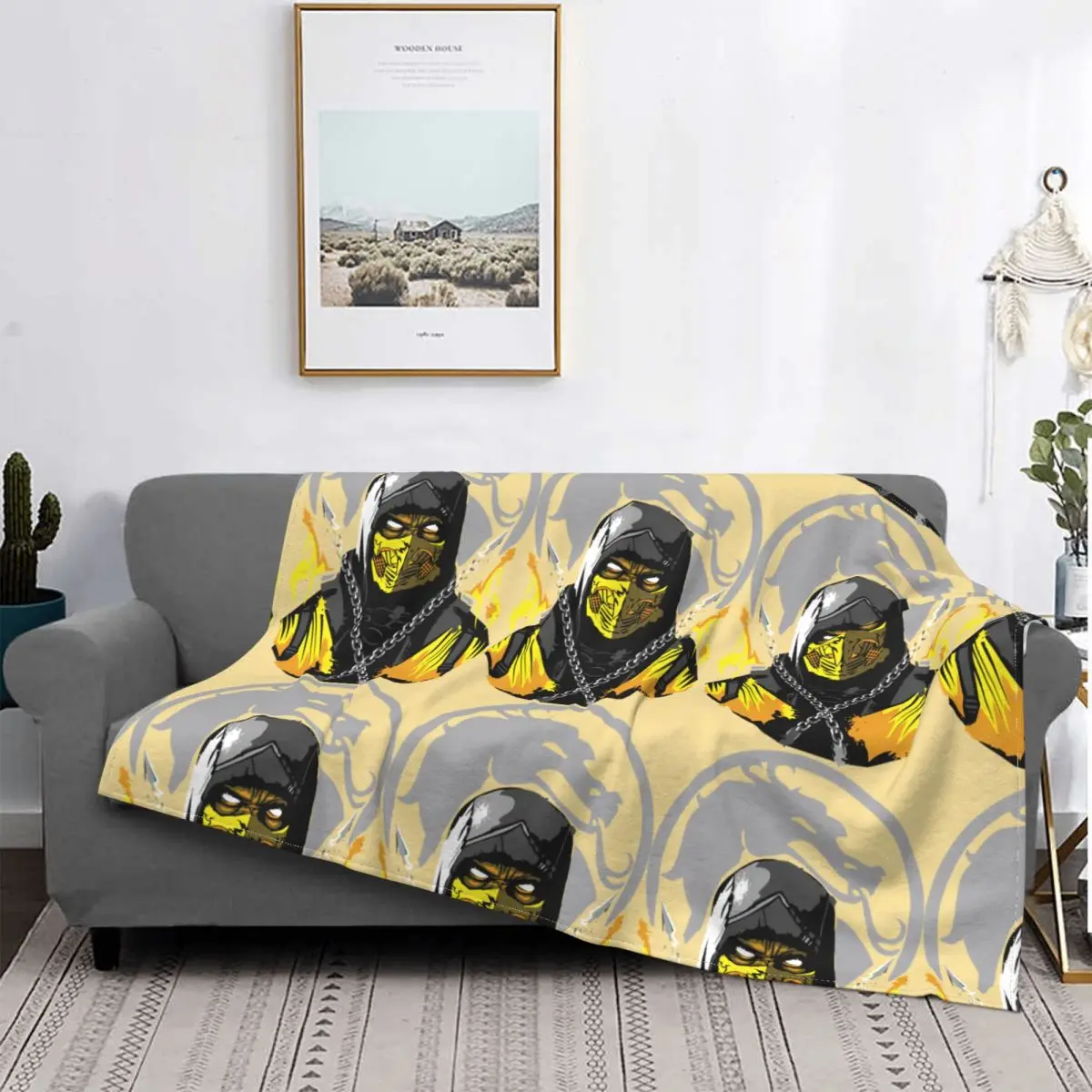 Mortal Kombat Fighting Game Blanket Fleece Flannel Lightweight Ultra-Soft Escorpion Throw Blankets For home Plush Thin Quilt