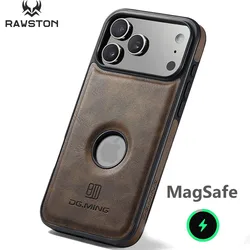 Luxury Strong Magnetic Leather Case for iPhone 16 Pro Max 17 Air 15 14 Plus 13 12 11 Logo View Wireless Macsafe Magsafe Cover